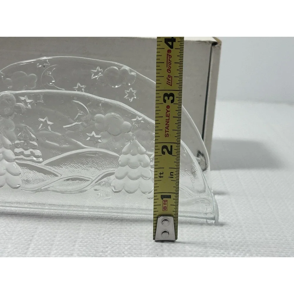 VTG Glasex Germany Napkin Holder Winter Scene Glass Holiday Christmas Grannycore